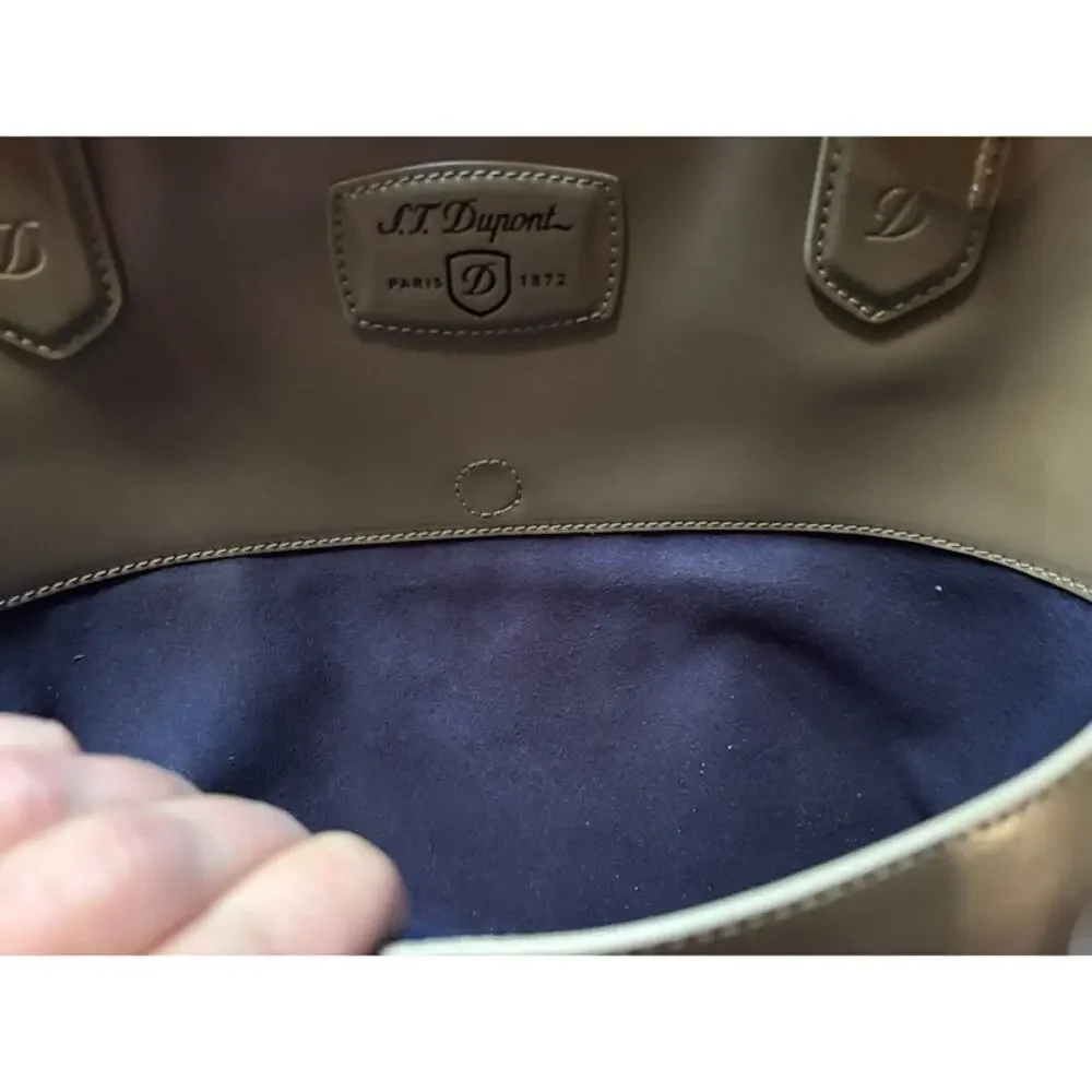 S.T. Dupont Laptop Briefcase Bag Unisex Line D Document Case Brown Leather Zip